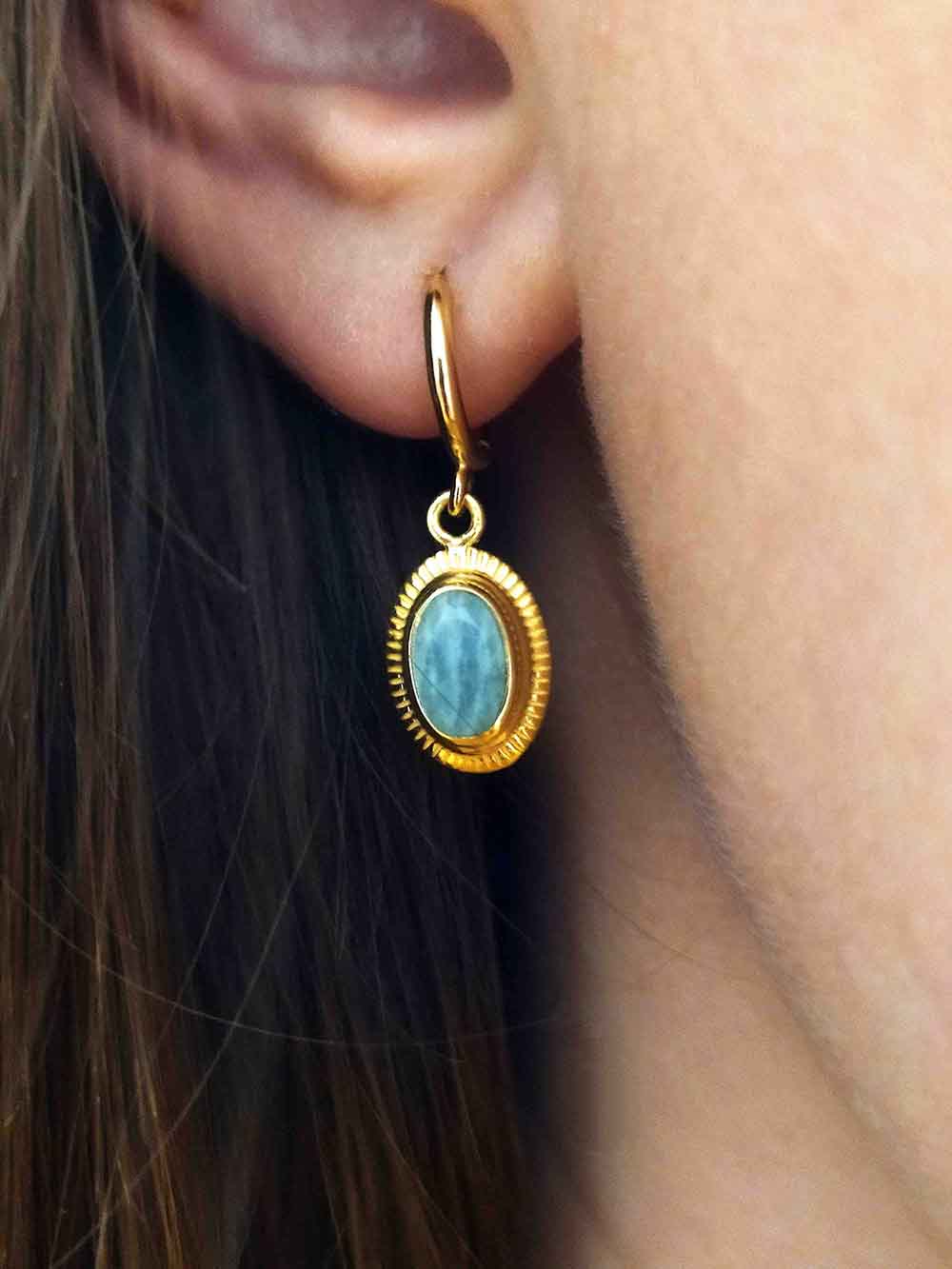 Earrings with stones. Amazonite jewelry.